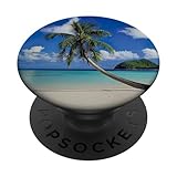 Tropical Beach Palm Tree Ocean PopSockets Standard PopGrip