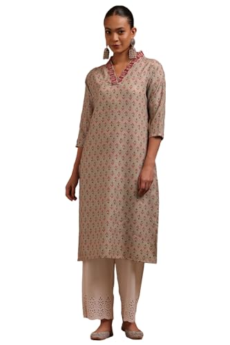 Image of Soch Womens Cotton Floral Embroidered Kurta