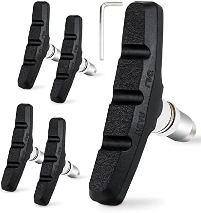 UADBAU 2 Pairs Bike Brake Pad Set - Professional Mountain and Road Bicycle 70mm V-Brake Pads - Bike Brake Blocks Kit with Hex Nut and Shims - No Noise No Skid - Black
