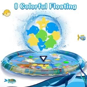 100×100 cm Extra Large Baby and Kids Inflatable Water Play Mat Tummy Time Activity Center with Colorful Floating Toys Leak-Proof, Durable Sensory Play Mat for Infant Development BPA-Free, Safe for Newborns, Babies, and Toddlers Fun Indoor and Outdoor Water-Filled Play Mat for Strengthening Neck, Shoulder, and Motor Skills Early Education Floor Toy for Boys and Girls Ages 3 Months and Up (100*-100) (100*100) 1