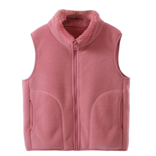 Kids Boys Girls Fuzzy Fleece Zip Up Vest Coat Toddler Sleeveless Stand Collar Waistcoat Teens Winter Thicken Wool Warm Jacket3