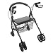Rollator Walker Lekki, stalowy czterokołowy chodzik, z praktycznym koszem do przechowywania, maksymalna ładowność 136 kg