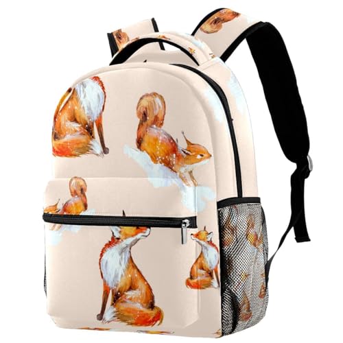 Sac à dos renards forêt d'hiver 40cm pour l'école et voyage