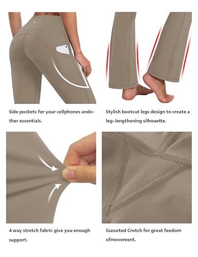 Image of BUBBLELIME 29 inch /31 inch /33 inch /35 inch /37 inch 3 Styles Women's High Waist Bootcut Yoga Pants Basic /Side Pockets Tummy Control Workout Flared