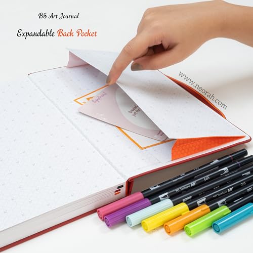 Image of NEORAH - B5 - ART JOURNAL | 200Gsm Dotgrid Notebook |160 Pages(25.0 x 17.5 cm) | Lay Flat |Hard Cover Bullet - Journal |3 Bookmarks |Elastic Closure | Inner BackPocket | Ideal-Bujo,Sketchbook (RED)