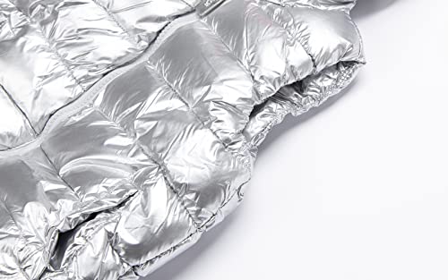 Mud Kingdom Toddler Kids Hooded Vests Jackets Zip-Up Lightweight Casual Warm Autumn Winter Silver White 4T #TOP4