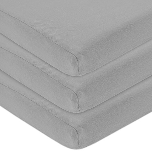 Image of American Baby Company 3 Pack 100% Natural Cotton Fitted Cradle /Bassinet Sheets 36 inch x 18 inch - Soft, Breathable & Hypoallergenic Bed Sheets, Gray, Neutral for Boys & Girls