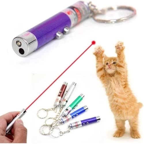 Image of Set of 2, Laser Light for Cats & Dogs to Play | Red Powerful Long Range Laser Pointer for Kids & Animal Play Fun | Keychain Laser Pointer LED Flashlight | Multicolour Pcs