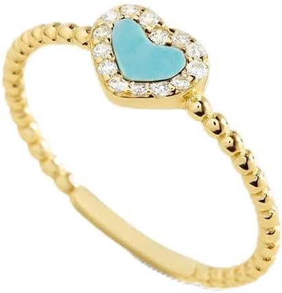 Mint & Lily Tiny Gemstone Heart Stacking Ring for Women, Stackable Tarnish Free Jewelry, Gift for Women