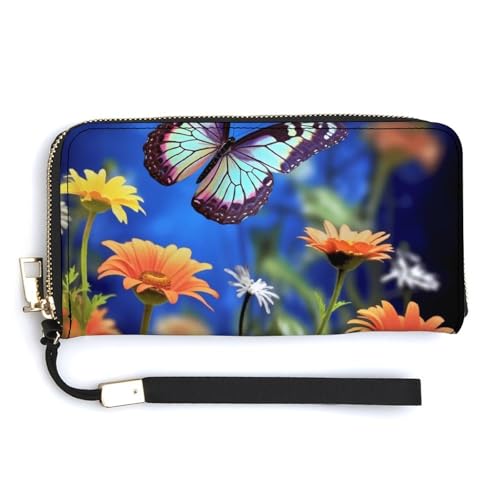 Sac à main pour femme avec motif fleur et papillon, grand cabas de rangement à bandoulière