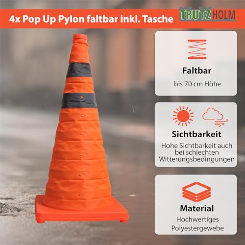 4 x Faltbare TRUTZHOLM Pylonen 70 cm