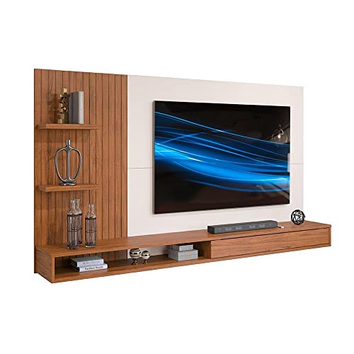 Painel para Tv até 60 Polegadas 2 Prateleiras Bento Dj Móveis Freijó/off White