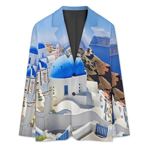 Santorini Greece Men's Casual Blazers Slim Fit Sport Coats Blazer Two Buttons Suit Jacket for Work Party3