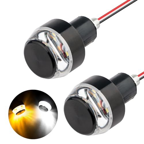 Image of Linkstyle 2PCS Motorcycle Turn Signal Light, 12 LEDs Turn Signal Indicator Lamp, Amber White Front Handlebar End Light for 12V Scooter Sportster Cruiser Motorbike