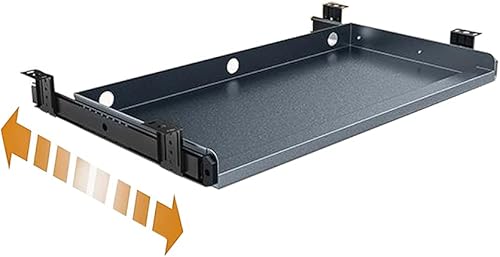 Miniatura 7 de Bandeja para teclado debajo del escritorio Bandeja de cajón de plataforma deslizante de metal resistente (gris)