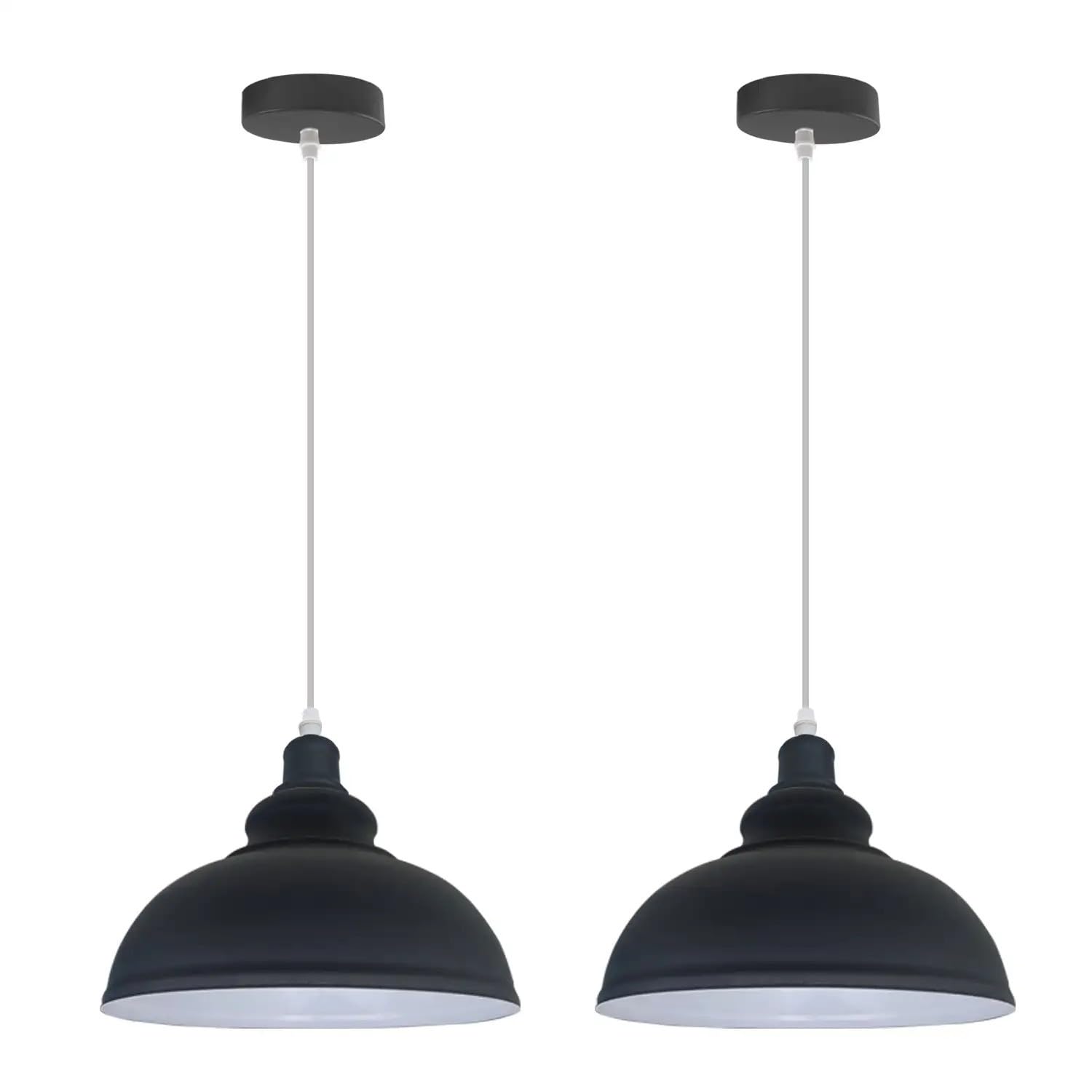LEDSone Modern Industrial Ceiling Pendant Light 2Pack Metal Gray Hanging Light Fixture with 96cm Adjustable Cable Vintage Lighting for Bedroom Hallway Office Kitchen and Living Room — image 1
