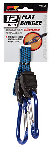 Performance Tool W1451 12" Flat Bungee w/Carabiner, 12 in. Flat Bungee w/Carabiner