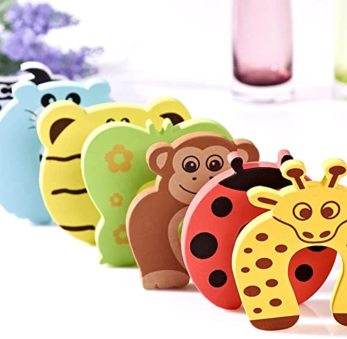 Image of Cartoon Animal Door Stopper Cushion Decorative Holder Lock Safety Cute Pattern Guard Finger Protection for Children Kids and Baby (Random, Pack of 7).