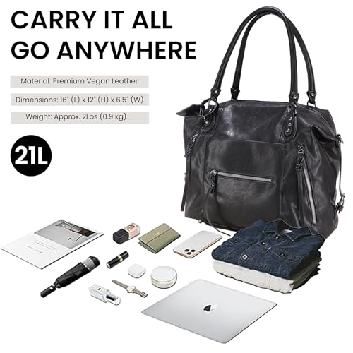 Bolso tote grande para mujer de cuero vegano 21L miniatura 4