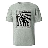 zbjzuimei t shirt uomo uomini t-shirt stampato procrastinators streetwear cotone tops per gli donne estate traspirante maniche corte o-neck basic-grigio-xl