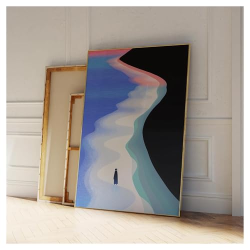 Cuadro sobre lienzo de playa azul para decorar un salón moderno de diseño minimalista (30x40 cm) 2