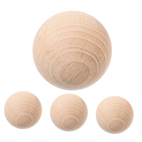 Yardwe Sturdy and Safe Bocce Balls for Children 4pcs Wooden Balls Great for Beach Grass and Indoor Games