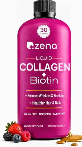 Zena Nutrition Liquid Collagen for Women, Healthier Skin, Hair & Nail, Verisol Collagen Liquid, Biotin and Collagen Peptides Supplements for