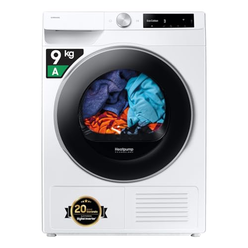 Samsung Asciugatrice AI Control DV90DG6845LE/U3, 9 kg, Pompa di Calore, Wifi, AI Dry+, Air Wash, Tecnologia Optimal Dry, Carica Frontale, 60L x 85H x 60P cm
