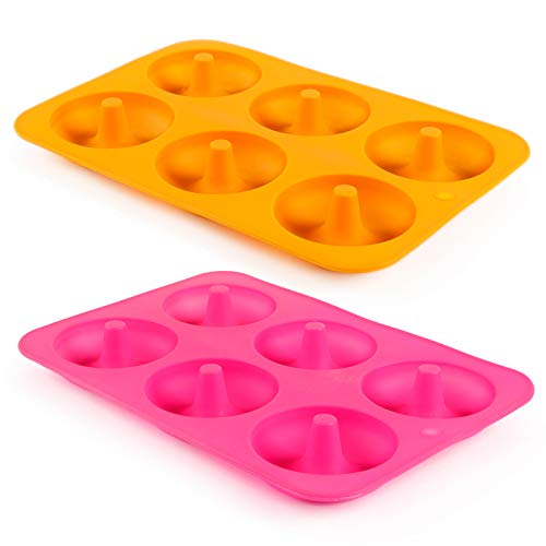 HEHALI LoveS (2pcs) 6-Cavity Silicone Donut Baking Pan/Non-Stick Donut Molds, Dishwasher, Oven, Microwave, Freezer Safe