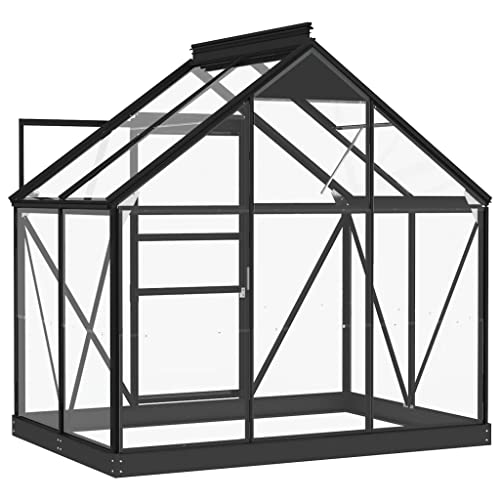 vidaXL Glas Gewächshaus Tomaten Treibhaus Glashaus Tomatenhaus Gartenhaus Pflanzenhaus Frühbeet Garten Anthrazit 155x103x191cm Aluminium – Bild 5
