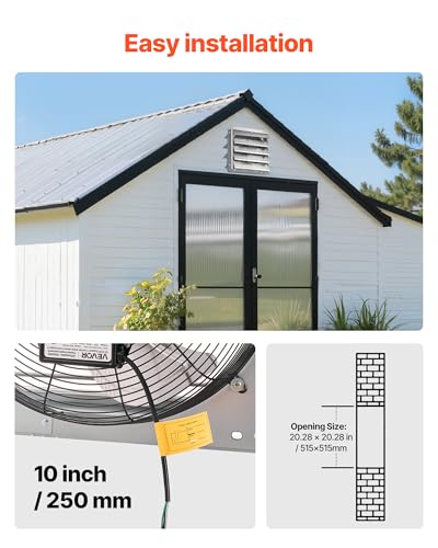 Image of VEVOR 20 Inch Shutter Exhaust Fan Wall Mounted Automatic Louvers Silver, Sturdy Steel Housing, Low Noise, AC Motor, 4499 CFM Ventilation and Cooling for Attic, Garage, Barn, Greenhouse, Workshop