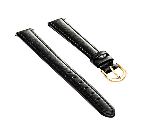 Timex Q7B786FZ Black Padded Calfskin 12mm LONG Replacement Watchband