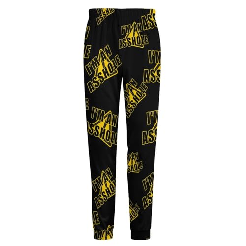 Warning I'M An Asshole Pajama Pants Men Pjs Elastic Waistband Sleep Lounge Pants Lightweight Loungewear4