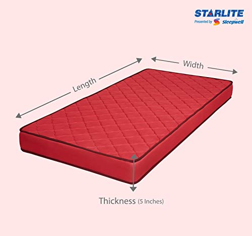 Image of Sleepwell Starlite Splendor Medium Single Size Foam Mattress (72x35x5 Inches)