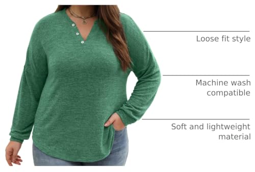 Image of Gloria&Sarah Womens Plus Size Tops Long Sleeve Henley Shirts Fall Fashion Oversized Sweatshirt Tunic Sweaters L-4XL