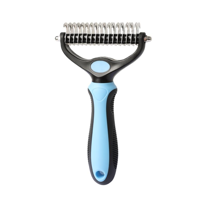MarysDe@lz Dog bath brush Pet Cat Hair Removal Brush Double sided Deshedding Pet Fur Knot Cutter Dog Grooming Shedding Tools (small -1piece)