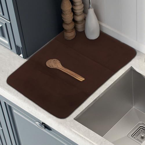 Image of Kuber Industries Dish Dry Mat | Microfiber Drying Mat | Kitchen Drying Mat | Reversible Mat | Kitchen Absorbent Mat | Dish Dry Mat for Kitchen | 38x50 | Pack of 2 | Brown