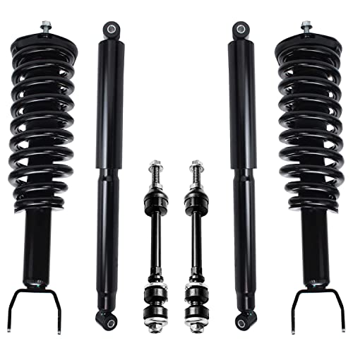 Image of Detroit Axle - 2WD Front 6pc Struts Kit for 05-09 Dodge Dakota Mitsubishi Raider, Struts w /Coil Spring Sway Bars Rear Shock Absorbers 2005 2006 2007 2008 2009 Replacement Suspension