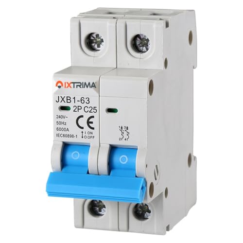 IXTRIMA Interruttore Magnetotermico Automatico, 2P 25A 220V 6kA, Bipolare MCB 2P C25