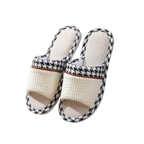 Womens Slippers House Slippers Soft Linen House Shoes Slippers Breathable Home Shoes Memory Foam Slippers Open Toe Bedroom Slippers Washable Slippers for Men indoor2