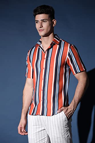 Image of DHRUVI TRENDZ Men's Rayon Regular Fit Casual Shirt | Stylish Printed Formal Shirts for Men | Short Sleeve Lightweight Summer Outfit | Soft Breathable Button-Down Summer & Casual Shirt's