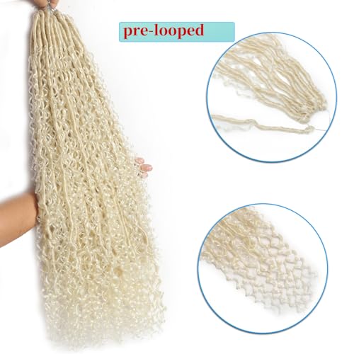 Boho Faux Locs Crochet Hair 30 Inch Goddess Locs 8 Packs Boho Soft Locs Crochet Hair with Curly Ends Pre-looped Long Bohemian River for Black Women (613# - Image 4
