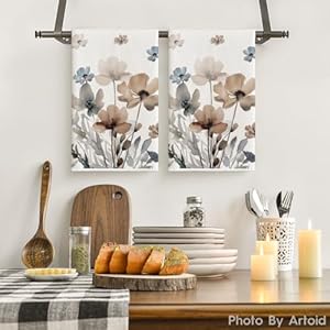 Artoid mode brown poppy floral leaves fall kitchen towels dish towels 18×26 inch seasonal summer decoration hand towels set of 2  urban country home decor
