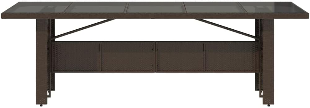 Garden Table, Rectangular Side Table for Balcony, Patio, Sturdy Metal Frame, Weather Resistance, 35.4x94.5x29.5 in Brown PE Rattan