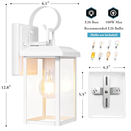 Image of BesLowe 2-Pack Outdoor Wall Light Fixtures, Modern Porch Sconces, White