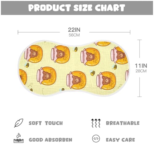Baby Burp Cloths, Soft Absorbent Burping Cloths for Babies, Cotton Milk Spit Up Rags, Large Size for Newborns, Baby Boys and Girls (Honey Jar Bear Pattern)4