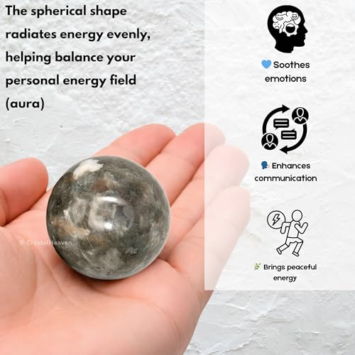 Image of Certified Chrysoberyl Cats Eye Crystal Ball for Meditation - Premium Crystal Vastu Items for Home and Feng Shui Items for Good Luck - Ideal for Pooja Supplies and Spiritual Practices (1.5 inch Inch)