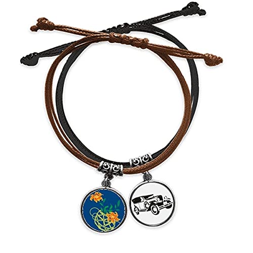 Fleur jaune bracelet corde et cuir Paintingj pour vos sorties d'été