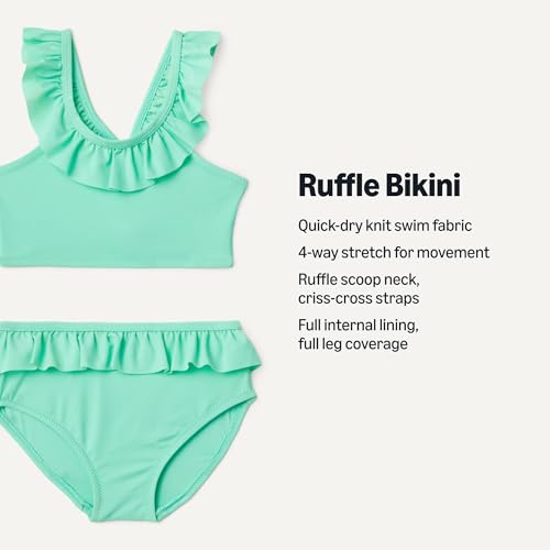 Image of Amazon Essentials Girls' Ruffle Two-Piece Bikini Swim Set