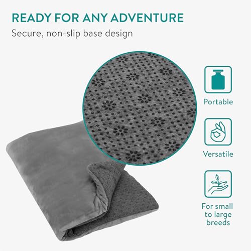 Navaris Thermo Hundedecke und Katzendecke - Hundedecke Hundematte flauschig 100 x 70 cm - Thermal Kuscheldecke für Hunde und Katzen - thermische Decke Hund - Grau